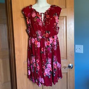 Torrid red floral tie front skater dress